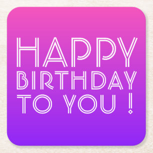 Posavasos Cuadrado De Papel Cualquier nombre editable Feliz Cumpleaños Pink Pu