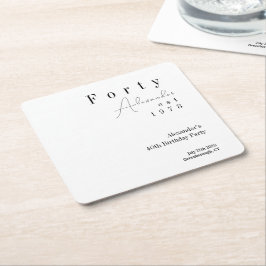 Posavasos Cuadrado De Papel Cuarenta Fiestas Mínimos 40 de Cumpleaños