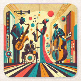 Posavasos Cuadrado De Papel Cuarteto de la Edad del Jazz de mediados de siglo