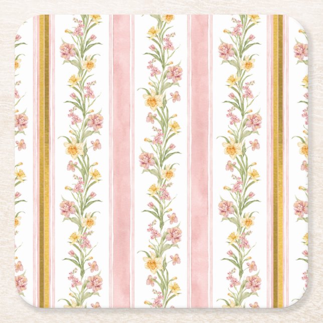 Posavasos Cuadrado De Papel Cubierta Cuadrada de oro rosa (Anverso)