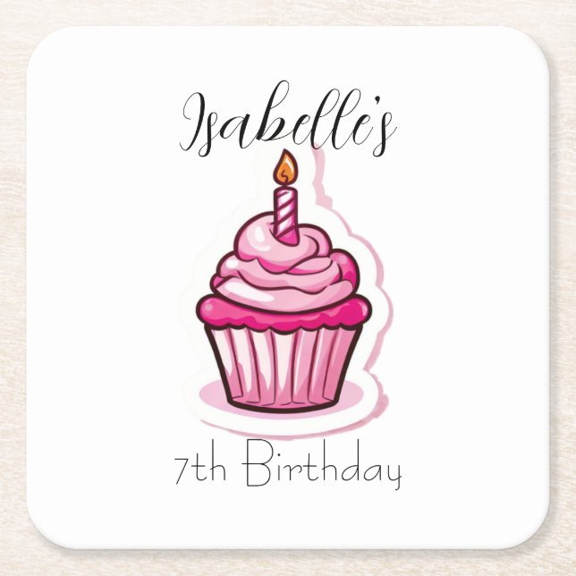 Posavasos Cuadrado De Papel Cubierta de papel de cubo rosa (Anverso)