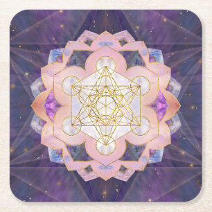 Posavasos Cuadrado De Papel Cubo de Metatron en Gemstone lotus