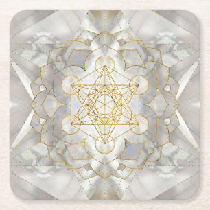 Posavasos Cuadrado De Papel Cubo de Metatrón en loto Geometría Sagrada