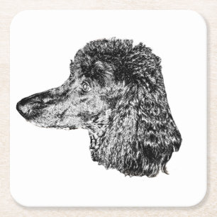 Posavasos Cuadrado De Papel Cubreposavas Cabeza de Perro – Retrato Detallado e