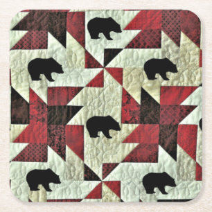 Posavasos Cuadrado De Papel Cuello de oso negro