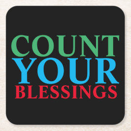 Posavasos Cuadrado De Papel Cuenta tus bendiciones de la inspiración de la mon