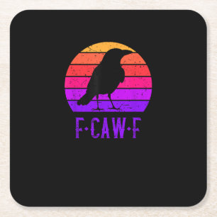 Posavasos Cuadrado De Papel Cuervo Ave F-Caw-F Retro Atardecer Vintage F-Caw-F