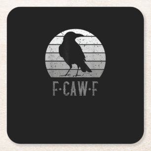 Posavasos Cuadrado De Papel Cuervo Ave F-Caw-F Retro Luna Vintage F-Caw-F