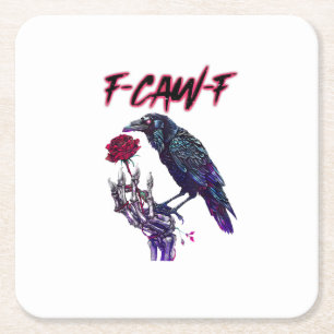 Posavasos Cuadrado De Papel Cuervo divertido F-Caw-F Temporada espeluznante Ha