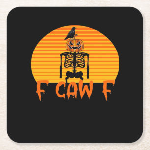 Posavasos Cuadrado De Papel Cuervo F-Caw-F Clásico Estético Casual
