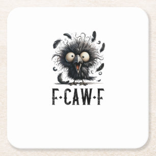 Posavasos Cuadrado De Papel Cuervo F-Caw-F Pájaro Cuervo Divertido Tri-Blend