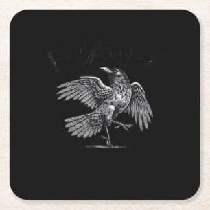 Posavasos Cuadrado De Papel Cuervo, F-Caw-F Pájaro Divertido Luna Gótica Humor