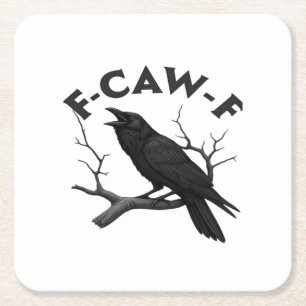 Posavasos Cuadrado De Papel Cuervo Gótico Divertido Humor F-Caw-F Esencial Cre