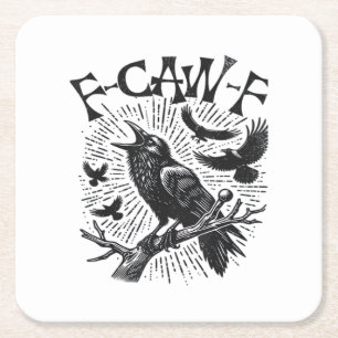 Posavasos Cuadrado De Papel Cuervo Gótico F-Caw-F Humor Divertido Esencial Ret