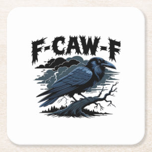 Posavasos Cuadrado De Papel Cuervo Gótico Humor Divertido F-Caw-F Esencial Mín