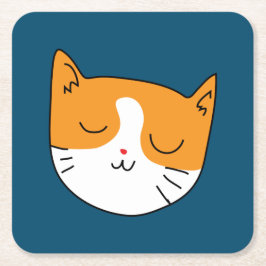 Posavasos Cuadrado De Papel Cuesta Sleepe Cat Coaster