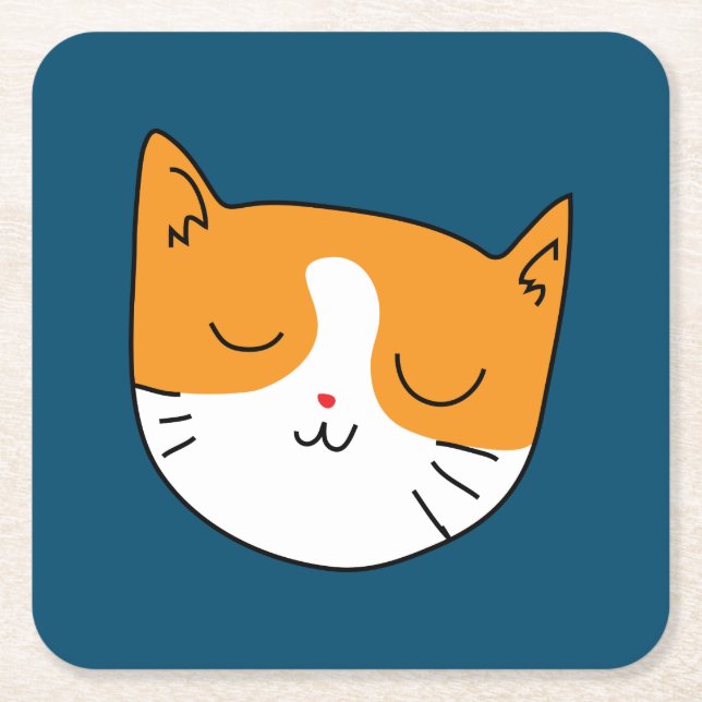Posavasos Cuadrado De Papel Cuesta Sleepe Cat Coaster (Anverso)