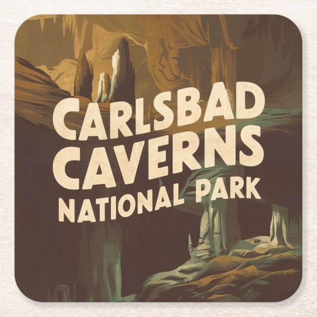 Posavasos Cuadrado De Papel Cueva del Parque Nacional Carlsbad Caverns (Anverso)