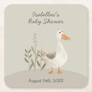 Posavasos Cuadrado De Papel Cuidada acuarela Goose Baby Paper Coaster