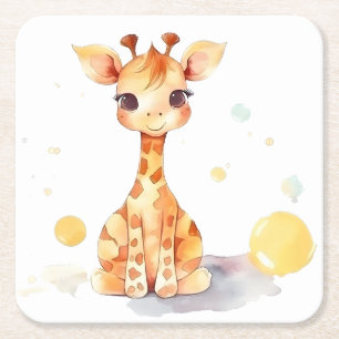 Posavasos Cuadrado De Papel Cuidada Bebé Giraffe Cuadrada Papel
