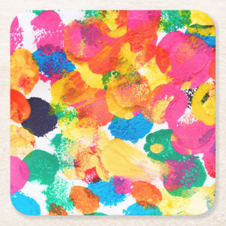 Posavasos Cuadrado De Papel Cuidada pintura abstracta colorida