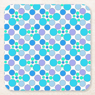 Posavasos Cuadrado De Papel Cuidados puntos azules, lilacos y turquesas
