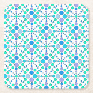 Posavasos Cuadrado De Papel Cuidados puntos azules, lilacos y turquesas