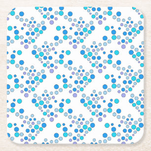 Posavasos Cuadrado De Papel Cuidados puntos azules, lilacos y turquesas