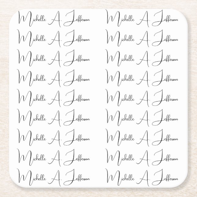 Posavasos Cuadrado De Papel Culigrafía de caligrafía creativa nombre personali (Anverso)