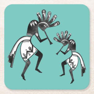 Posavasos Cuadrado De Papel Cultura de los nativos estadounidenses - Bailando 