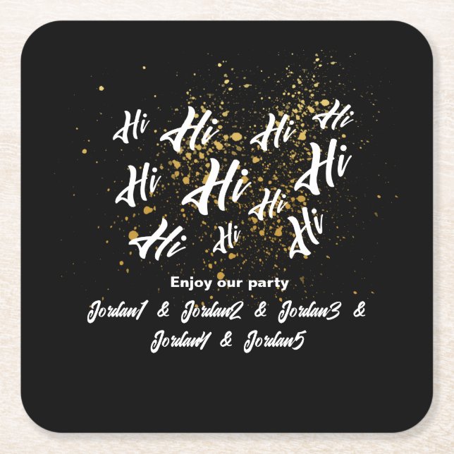 Posavasos Cuadrado De Papel Cumpleaños Conjunto de Amigos del Grupo de Oro Neg (Anverso)