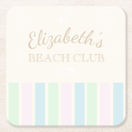 Posavasos Cuadrado De Papel Cumpleaños de Beach Club