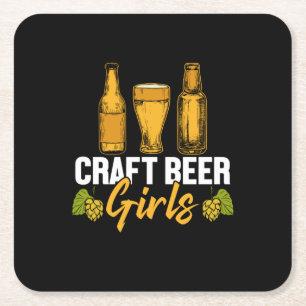Posavasos Cuadrado De Papel Cumpleaños de chicas cerveceras de cerveza artesan