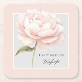 Posavasos Cuadrado De Papel Cumpleaños de Flor de Rosa Blanca Bonita