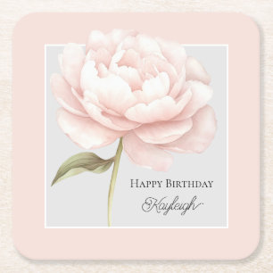 Posavasos Cuadrado De Papel Cumpleaños de Flor de Rosa Blanca Bonita