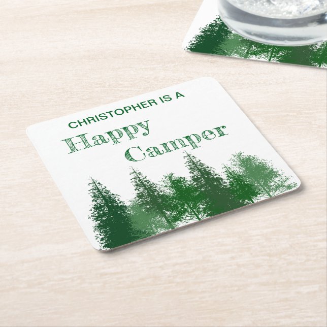 Posavasos Cuadrado De Papel Cumpleaños de los Árboles de Woodland (En perspectiva)