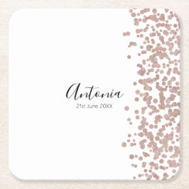 Posavasos Cuadrado De Papel Cumpleaños de nombre de guión elegante