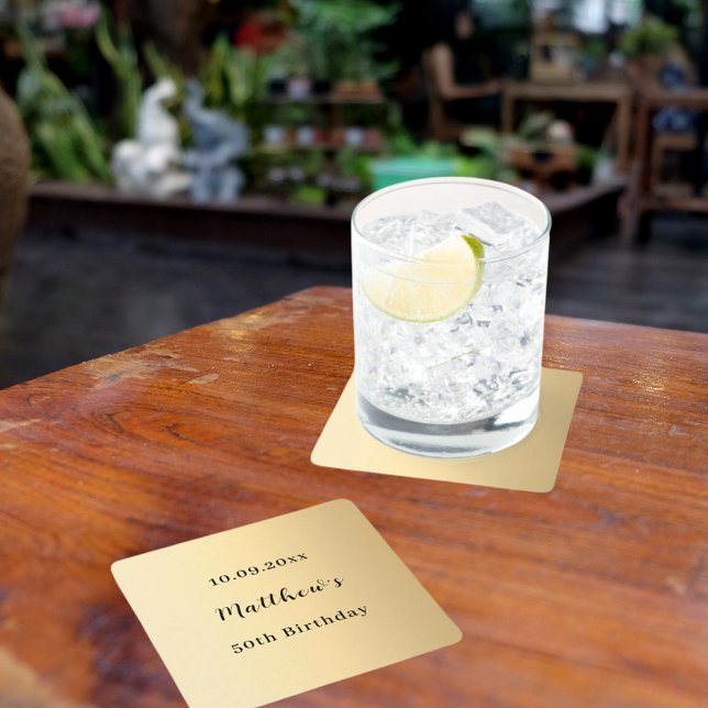 Posavasos Cuadrado De Papel Cumpleaños de nombre de oro (Subido por el creador)