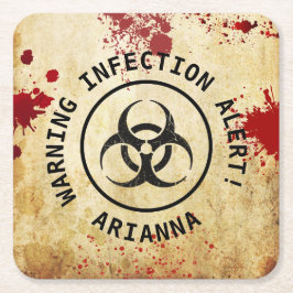 Posavasos Cuadrado De Papel Cumpleaños del apocalipsis zombie | Halloween Bioh