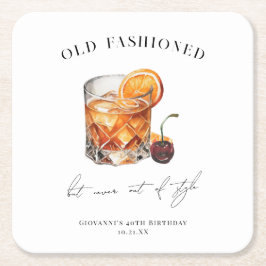 Posavasos Cuadrado De Papel Cumpleaños del Cóctel "Viejo Moda"