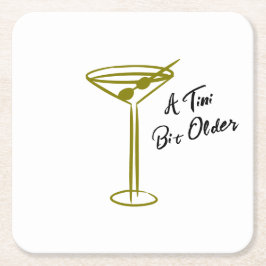 Posavasos Cuadrado De Papel Cumpleaños del Ilustracion Martini de Whimsical