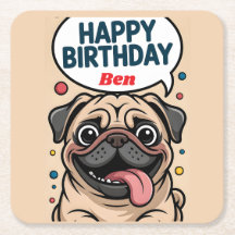 Cumpleaños Feliz Perrito Pug Divertido
