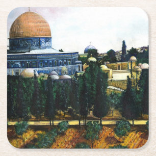 Posavasos Cuadrado De Papel Cúpula de la roca, Jerusalén