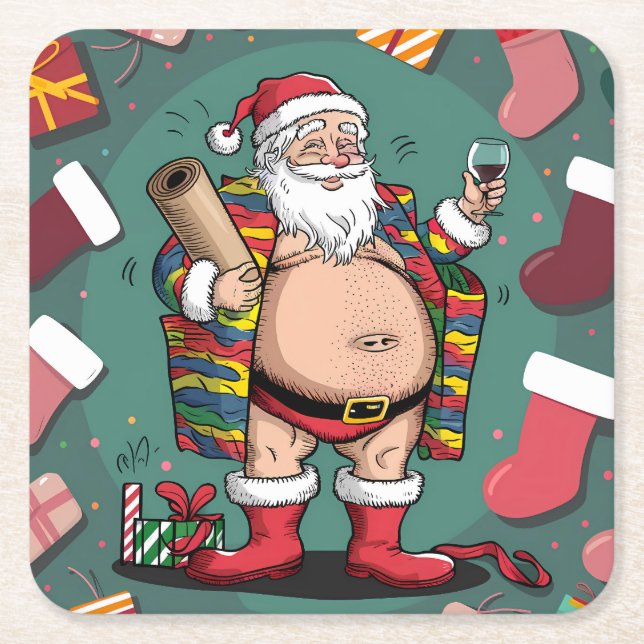 Posavasos Cuadrado De Papel Curiosas navidades de padre (Anverso)