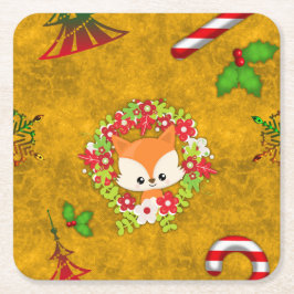 Posavasos Cuadrado De Papel Curte Navidades Fox