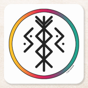 Posavasos Cuadrado De Papel Custodia de papel bindrune exitosa y próspera