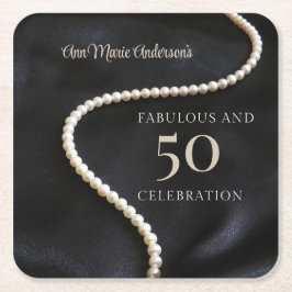 Posavasos Cuadrado De Papel Custom Black 50 and Fabulous