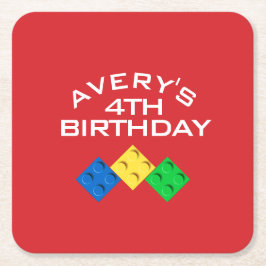 Posavasos Cuadrado De Papel Custom BLOCK PARTY Colorful Bricks Thank You