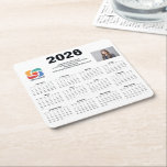 Posavasos Cuadrado De Papel Custom Business Logo 2026 Company Calendar<br><div class="desc">This modern business calendar paper coaster is custom made with your professional company name under the the agent name in chic typography. These minimalist black and white calendars feature your logo on one side and personalized photo on the other. Contemporary marketing tools for a corporation in 2026. The weeks start...</div>