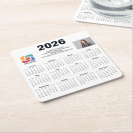 Posavasos Cuadrado De Papel Custom Business Logo 2026 Company Calendar